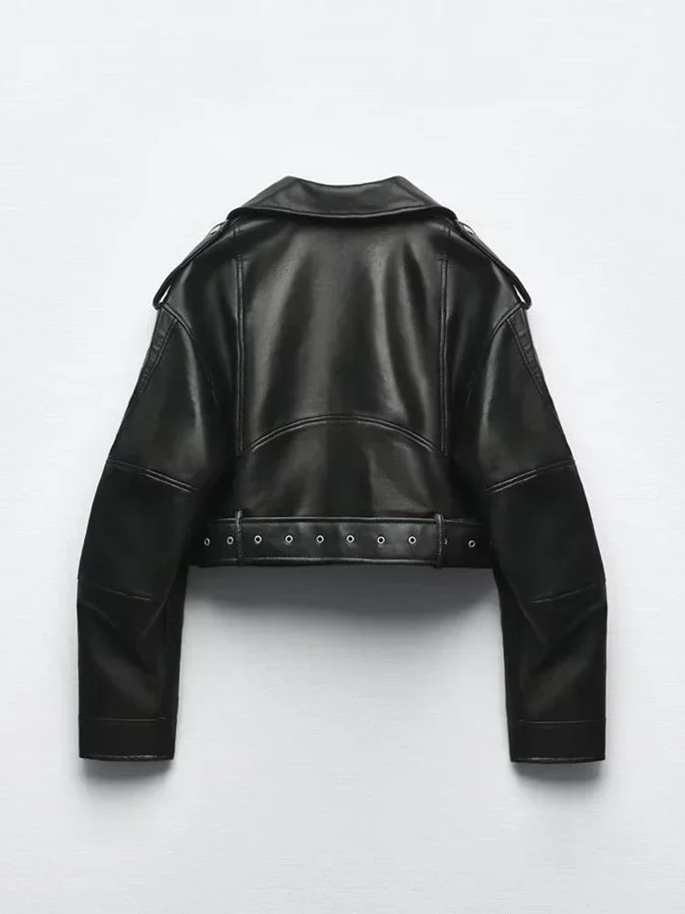 TRAF Women Oversized Vintage Loose Pu