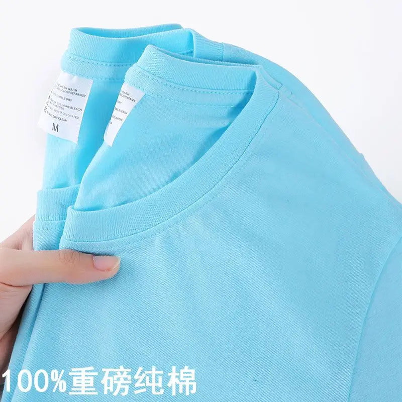 100% Cotton T-shirt Men Women Solid