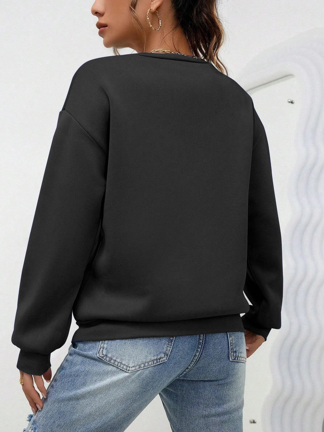 Woman Sweatshirt Casual Solid Color All