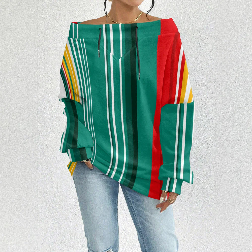 Fashion Chic Off-The-Shoulder Striped