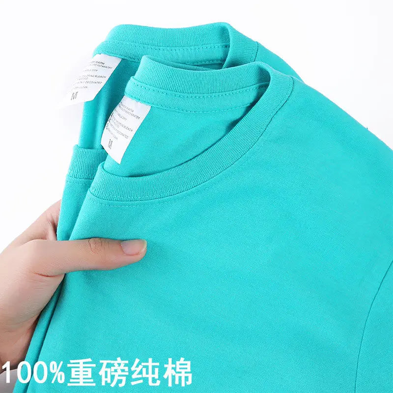 100% Cotton T-shirt Men Women Solid