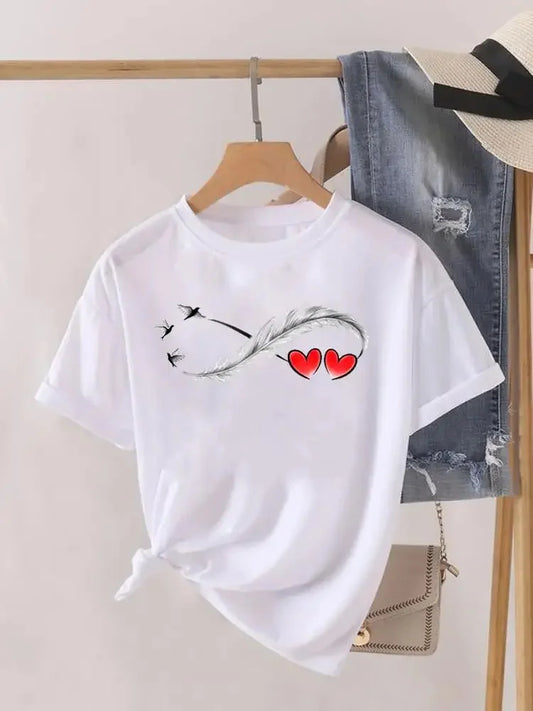 Love Heart Feather Trend Women Fashion