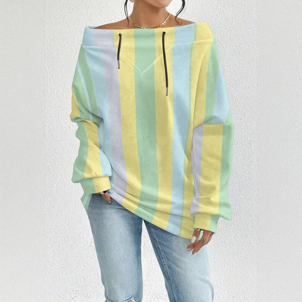 Fashion Chic Off-The-Shoulder Striped