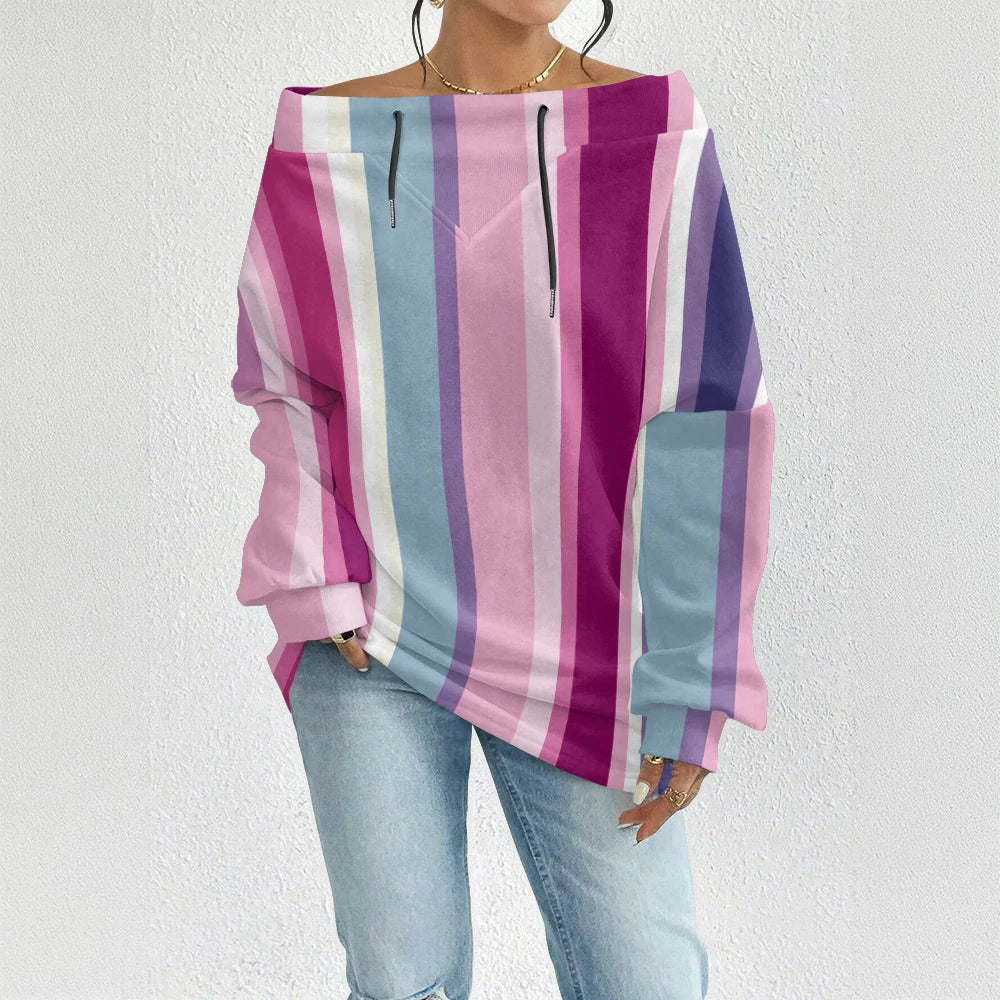 Fashion Chic Off-The-Shoulder Striped