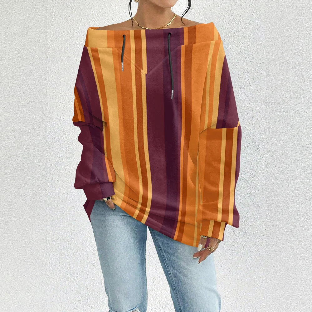 Fashion Chic Off-The-Shoulder Striped