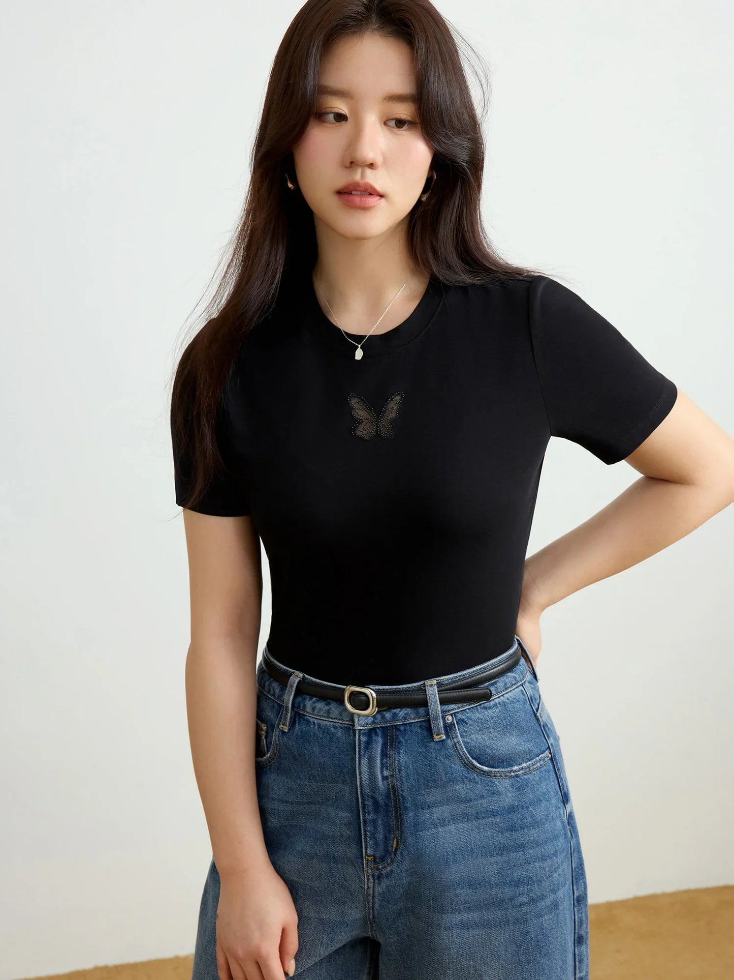 DUSHU Office Lady Hollow Mesh