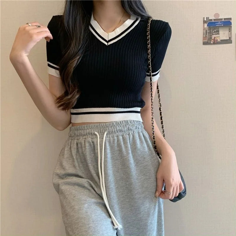 Sexy Versatile V-neck Short Sleeve T-shirt