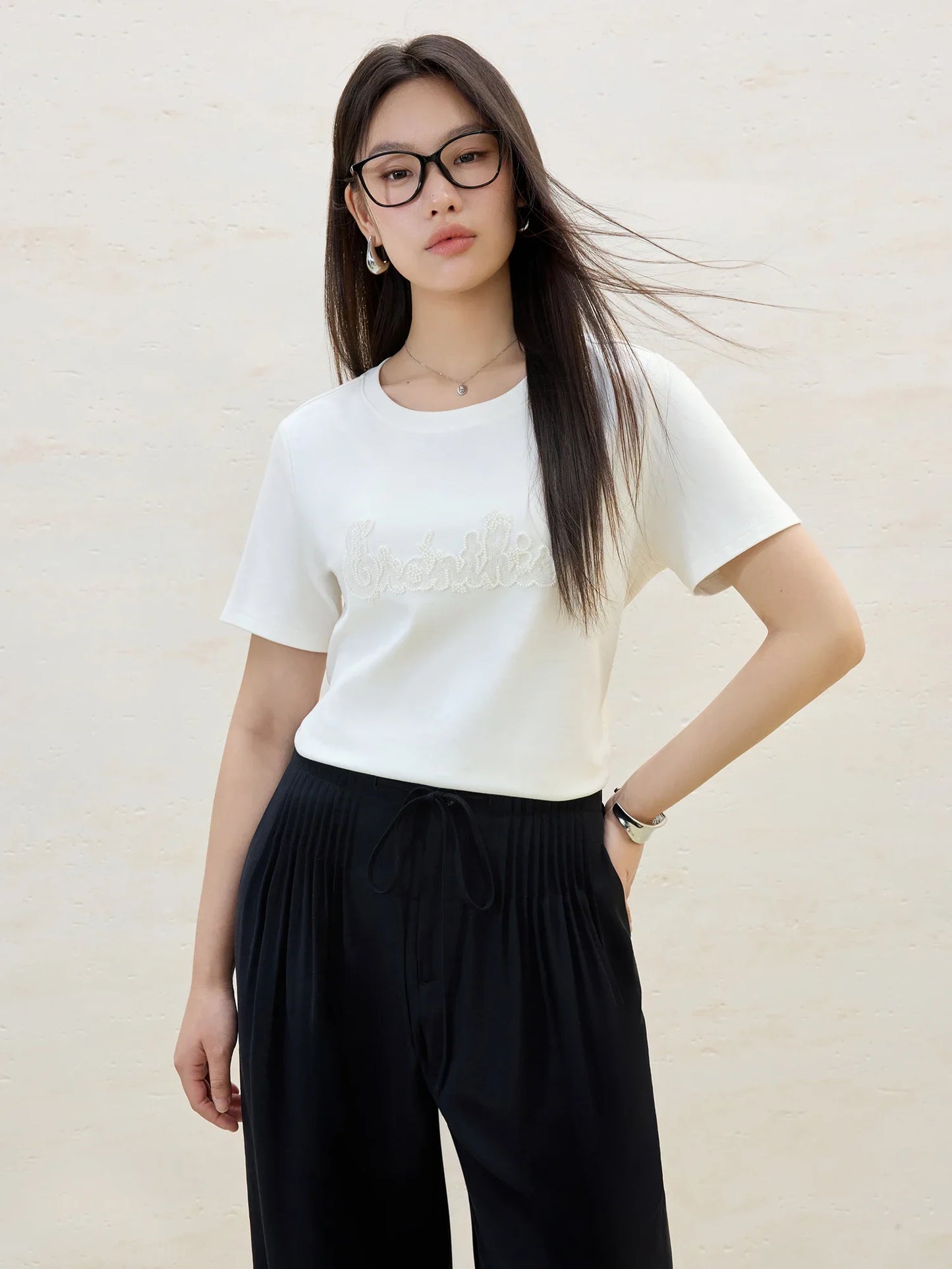 DUSHU Plus Size Minimalist Style Letter