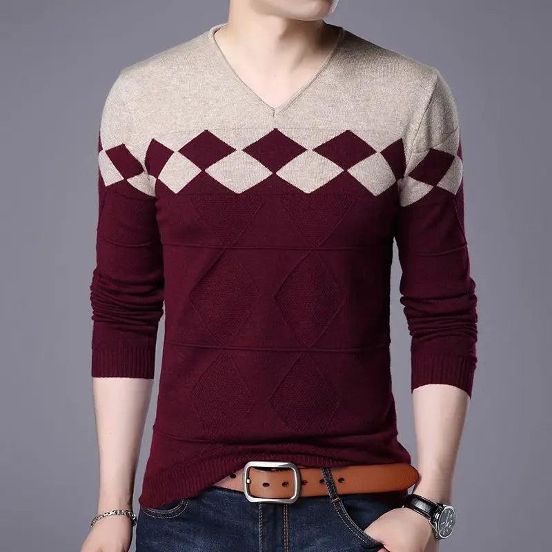 Autumn Winter New Men V-neck Pullover
