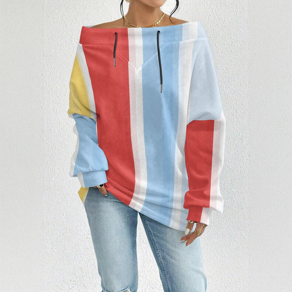 Fashion Chic Off-The-Shoulder Striped